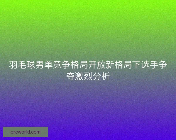 羽毛球男单竞争格局开放新格局下选手争夺激烈分析