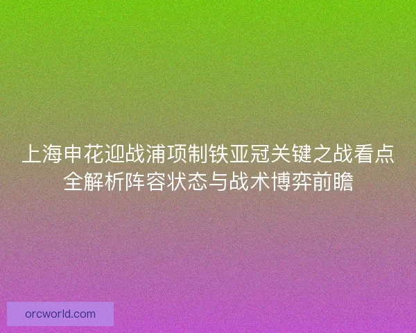 上海申花迎战浦项制铁亚冠关键之战看点全解析阵容状态与战术博弈前瞻 上海申花迎战浦项制铁亚冠关键之战看点全解析阵容状态与战术博弈前瞻